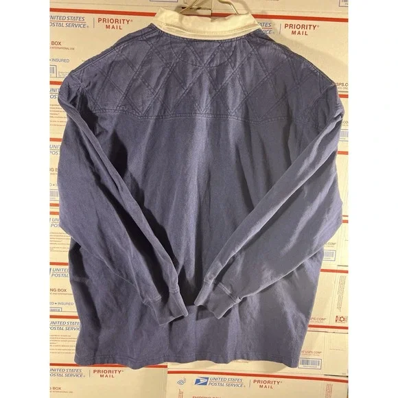 Vintage Polo Ralph Lauren Shirt Mens 2XLT Navy Rugby Long Sleeve 90s RARE SIZE - Picture 7 of 7
